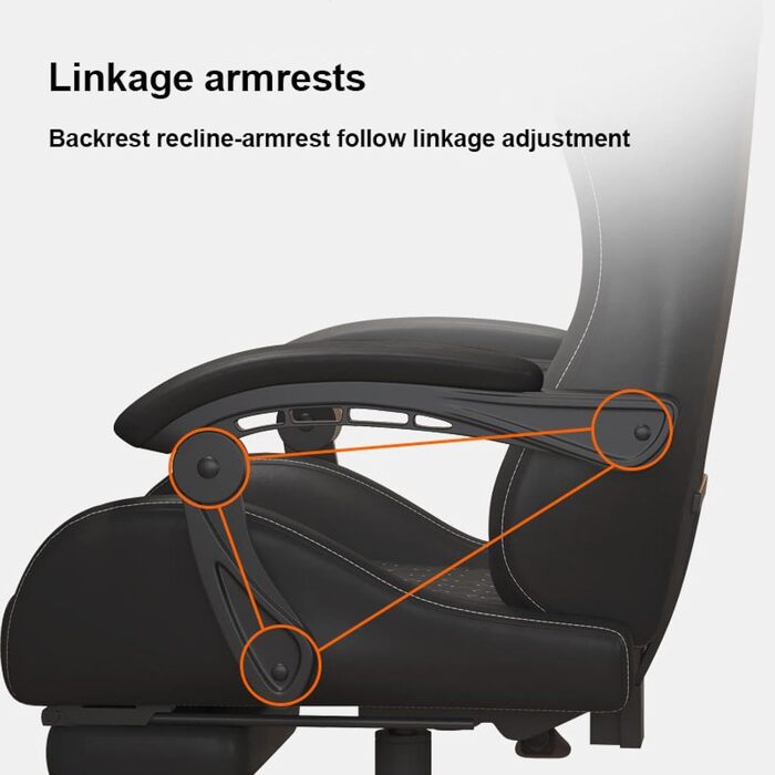 Ігрове крісло, комп&39ютерне крісло, поворотне, з можливістю нахилу, офісне крісло, зручне ігрове крісло, спальня, офіс, вітальня, чорна підставка для ніг латексна подушка