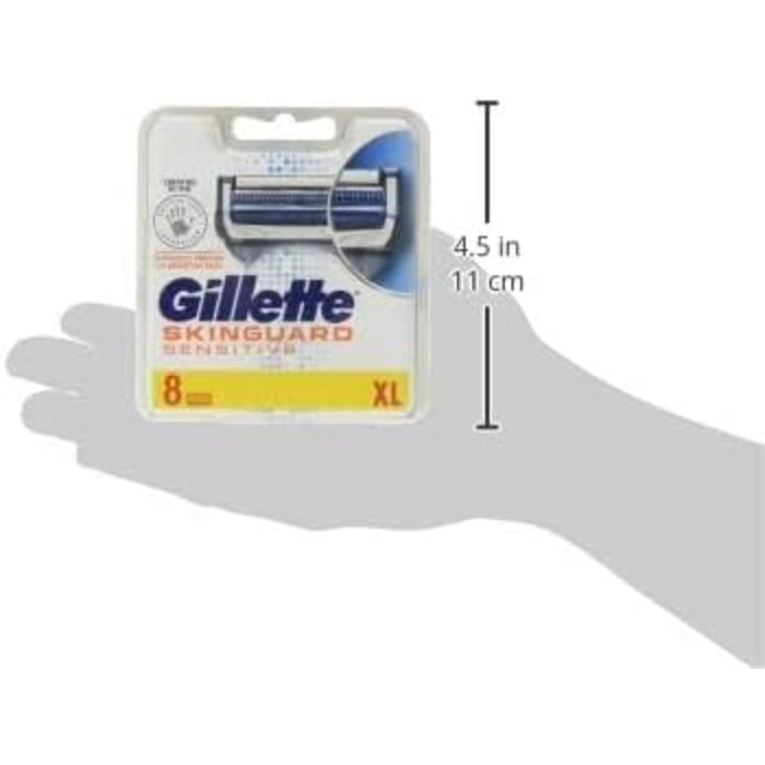 Чоловічі леза для бритви Gillette SkinGuard Sensitive з прецизійним тримером, упаковка з 8 заправних лез (упаковка може відрізнятися) Одинарний