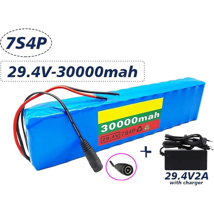 Акумулятор для електровелосипеда 24V 30Ah, 24V 29.4V 30Ah, літій-іонний акумулятор для велосипеда, водонепроникний, ПВХ, із вбудованим зарядним пристроєм BMS, для електровелосипедного двигуна потужністю 200W 350W 400W 500W XT60/T, штекер 24V 30AH XT60