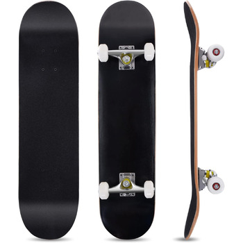 Скейтборд COSTWAY Cruiser Black 80x20 см повний круїзер для початківців ABEC-7 7-шаровий канадський клен чорний лонгборд-скейт для дітей дорослих трюків універсальний стріт парк оригінал 2025