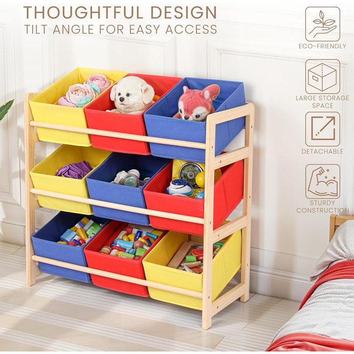 Шафа для зберігання іграшок з кошиками - 3-х ярусна дитяча полиця - З кошиками - Полиця для іграшок - Меблі для дитячої кімнати -