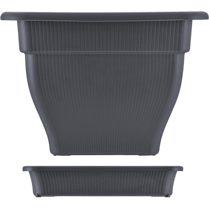 Кашпо BURI XL 48x48 см, великий квітковий горщик Горщик для рослин з резервуаром для води та блюдцем 30-літровий квітковий горщик для використання в приміщенні та на вулиці, антрацитового кольору УФ-стійкий, морозостійкий, надзвичайно міцний, антрацитовий
