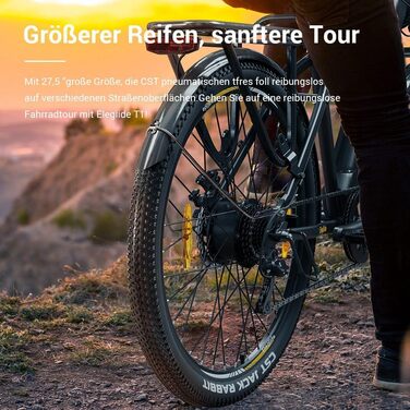 Електричний велосипед T1 27,5 дюймів для трекінгу та міського велосипеда з акумулятором 13 Аг, запасом ходу 100 км, двигуном 250 Вт, 7-швидкісним електровелосипедом Shimano для жінок та чоловіків, подвійними дисковими гальмами