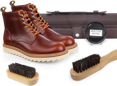 Набір для чищення взуття та набір із 12 предметів - набір для чищення шкіряного взуття з коричневим чорним воском, щітки для полірування взуття - компактний набір для чищення взуття