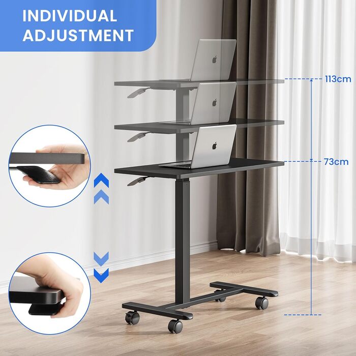 Приставний комп&39ютерний столик Dripex з колесами, регульована висота, дерев&39яний столик для ноутбука, столик для дивана, тумбочка для спальні, вітальні, тумбочка для ліжка, столик над ліжком на колесах, чорний стандарт