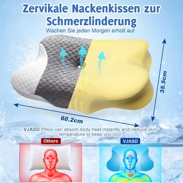 Ортопедична подушка для шиї з піни з ефектом пам&39яті Ергономічна подушка від болю в шиї, регульована по висоті подушка для сну на боці з дихаючим чохлом для спокійного сну, біла