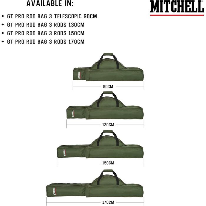 Портативна полотняна сумка для вудки Mitchell GT Pro - сумка для вудок і котушок, сумка-органайзер для рибальських аксесуарів, зелений чохол для вудок і котушок
