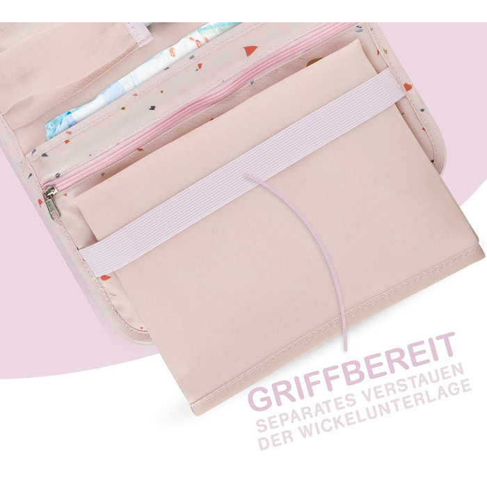 Сумка для підгузків Jubi з пеленальним килимком для подорожей з додатковим простором - маленька сумка для підгузків - рожева з кон