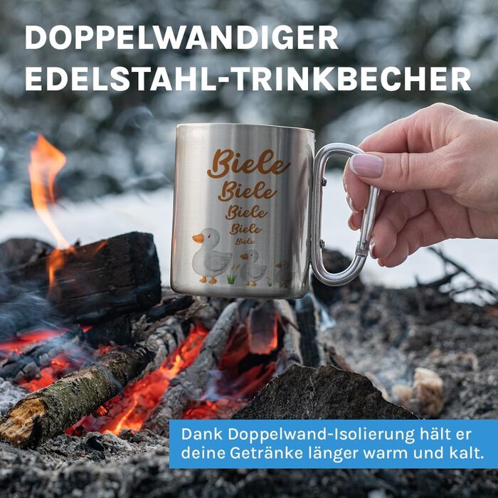 Чашка для пиття з нержавіючої сталі з карабіном Ідея подарунка 330 мл Чашка Для кемпінгу Ключки Срібний