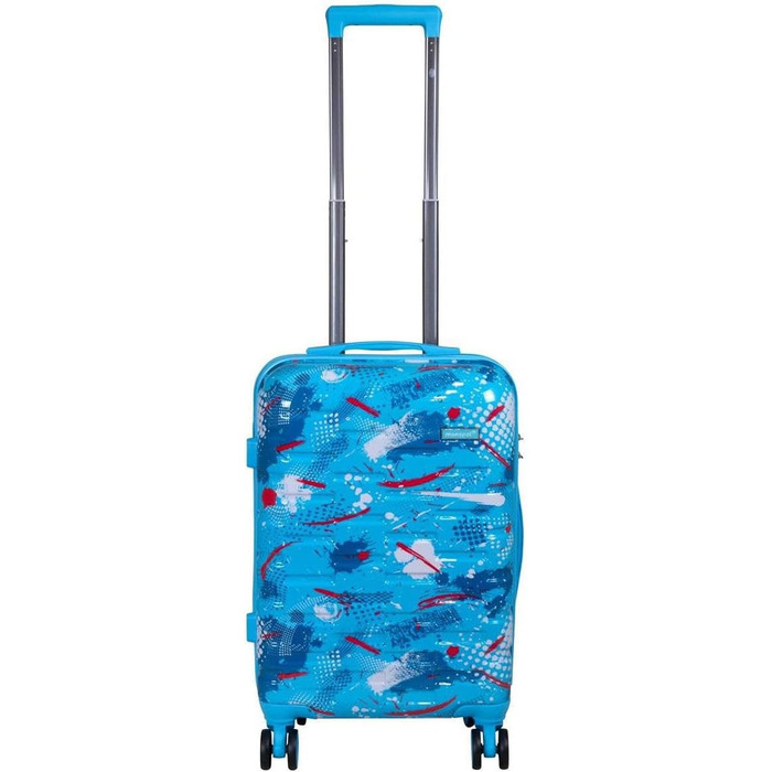 Валіза-тролей Cespara з твердим корпусом для ручної поклажі, з сучасним малюнком - колір світло-блакитний - розмір M