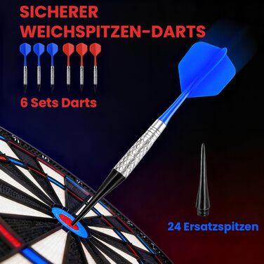 Електронна мішень для дартсу SPORTNOW з РК-дисплеєм, 6 м&39яких дротиків, 18 ігор, 159 варіацій, автомат для дартсу, набір мішень для дартсу до 8 гравців