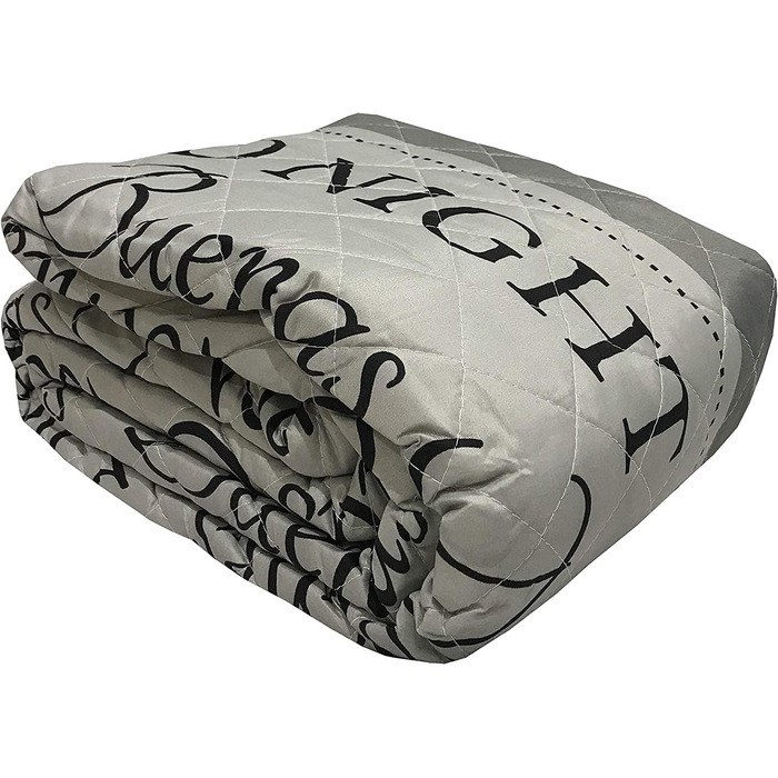 Покривало/плед для одного дому, біло-сіре стьобане, плед/покривало на диван, розмір 140x210 см, колір На добраніч сірий, 140x210 см На добраніч сірий