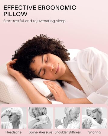 Ортопедична подушка для шиї Elviros з піни з ефектом пам&39яті, ергономічна подушка для голови для полегшення болю в шиї, для сну на спині, боці та животі, яку можна прати, прохолодна наволочка, 64(11,5/13)40 см темно-сіра 64(11,5/13)40 см