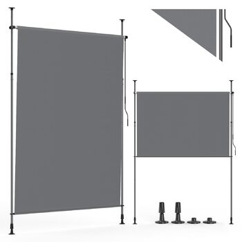 Вертикальний тент YEAUPE PRO для вулиці, 119 x 270 см, темно-сірий, не потребує свердління, кріплення тенту за допомогою ручної рукоятки, підходить для балкона, тераси, відкритого майданчика та саду, всепогодний екран для забезпечення конфіденційності 119