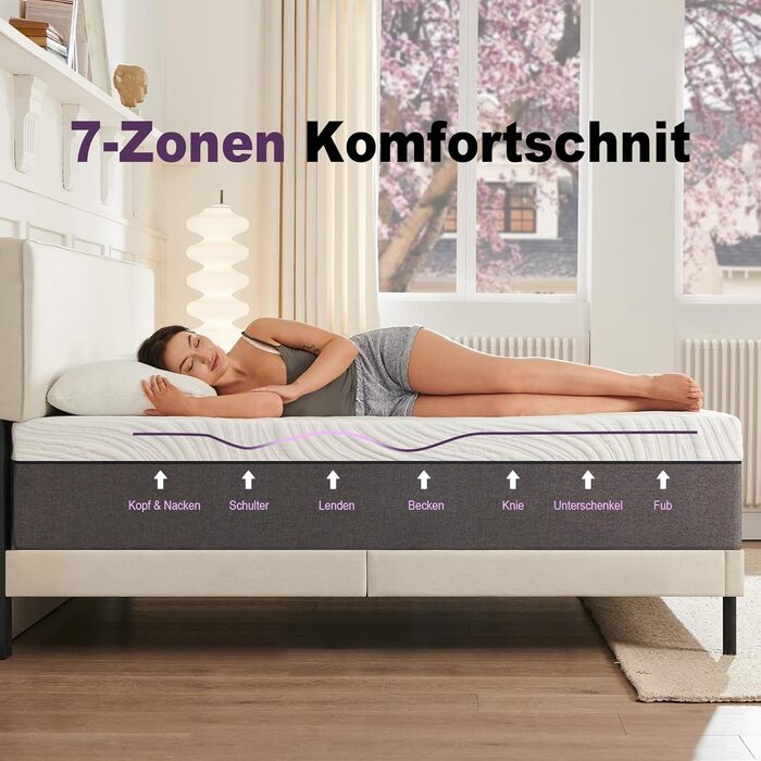 Матрац 140x200, висота 16 см Ортопедичний матрац з холодної піни Рівень жорсткості H3 Знімний, дихаючий чохол Матрац Comfort з піни 140 x 200 см 16 см, рівень жорсткості 3 140 x 200 см