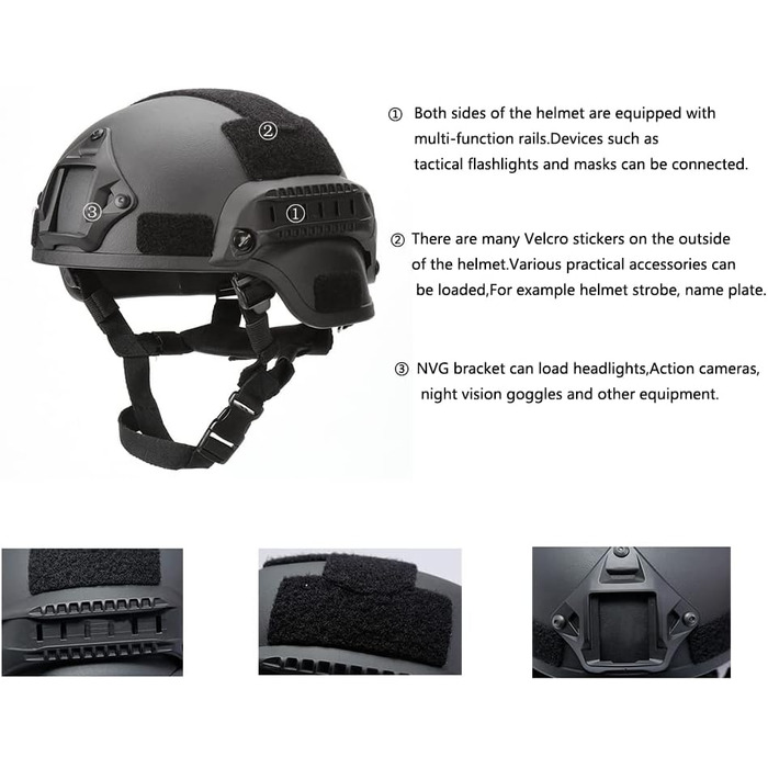 Стрибковий шолом страйкбол військовий тактичний шолом для пейнтболу спорту на свіжому повітрі полювання стрільба чорний, 2000