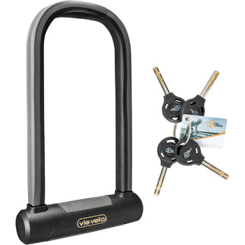 Замок Via Velo Bike U Lock Серьга Elite U Lock зі сталі 20CrMnTi, стійка до крадіжки, 17 мм, сертифікована Sold Secure Diamond для електровелосипедів, електричних складних замків та електричних самокатів. Великий U-подібний замок.