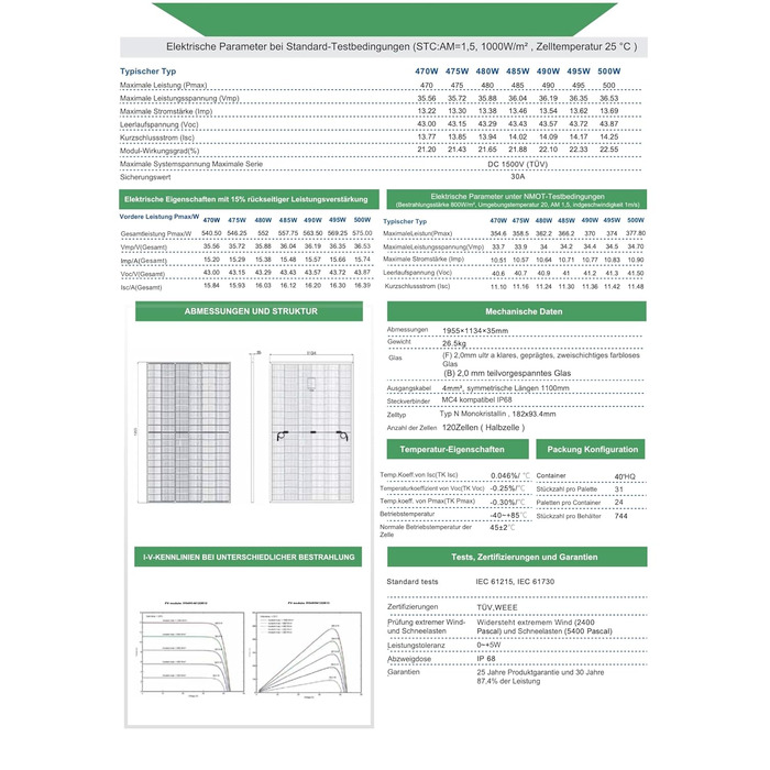 Балконна електростанція потужністю 1000 Вт - Повний комплект сонячної системи з двостороннім модулем 500 Вт, чорно-сріблястим корпусом, інвертором Deye нового покоління потужністю 800 Вт з реле та можливістю оновлення, вилкою Schuko 3 м EPP-BLK-1000-DEYE-