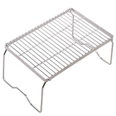 Складаний кемпінговий гриль REDCAMP, решітка для гриля на відкритому повітрі для пляжного гриля, легка портативна решітка для гриля з нержавіючої сталі для пікніків, походів, кемпінгу, барбекю на відкритому повітрі, задніх дворів, виживання, 44x32 см сіро