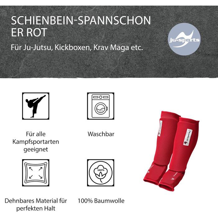 Щитові щитки Ju-Sports для кікбоксингу та інших бойових мистецтв, червоні - 100 бавовна, еластичні та пральні
