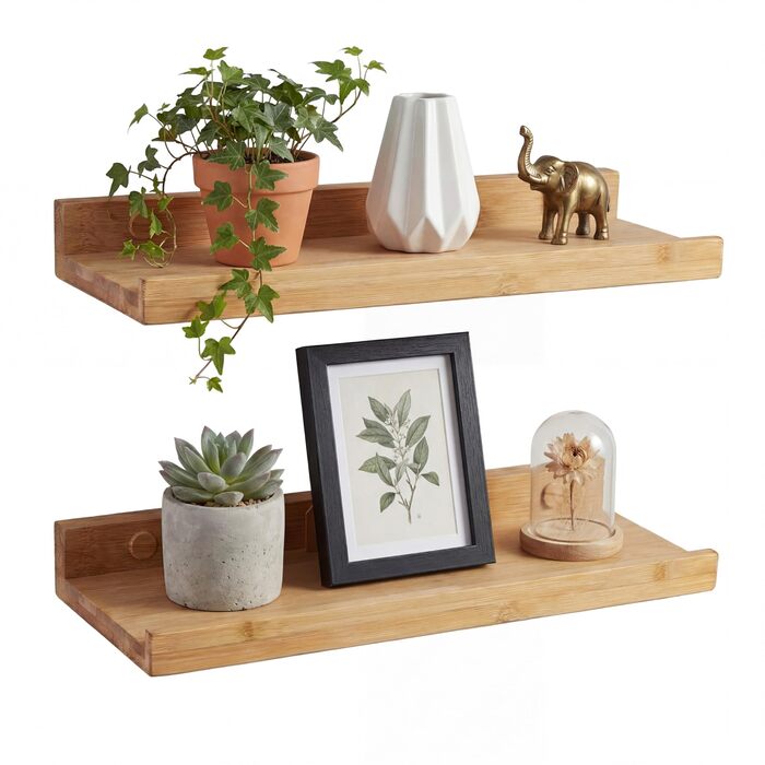 Набір з 2 бамбукових карнизів для картин Camerado, 40 см дерев&39яна настінна полиця, включаючи кришки для гвинтів, 40 см - 2 шт.