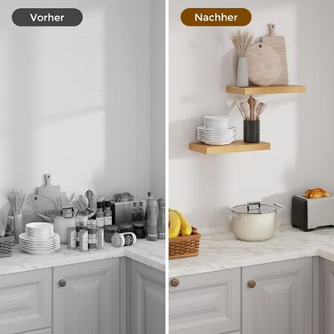 Дерев&39яна настінна полиця, надзвичайно широка 23,5 см, настінна дошка 40 см, дубова полиця, комплект з 2 шт., плаваюча полиця, полиця для кухні, кабінету, ванної кімнати, спальні та вітальні, дуб 40x23,5x3,8 см - комплект з 2 шт.