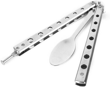 Металевий складний тренажер Balisong, ложка, виделка, ніж-метелик, тренажер для безпеки гри, кемпінговий посуд - Іспанія, виделка ІСПАНІЯ