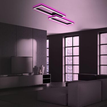Стельовий світильник Briloner RGB з підсвіткою, LED-лампа з регулюванням яскравості та температури світла, RGB-рамка, пульт ДК, чорний, прямокутний, 2 лампи