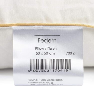 Пухова подушка H&F Home Textiles 50x50 см Наповнювач подушки 700 г 100 пір&39я Подушка із сертифікатом Oeko-Tex Чохол 100 бавовна