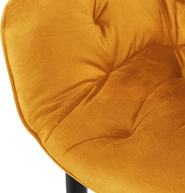 Обідні стільці ML-Design, комплект з 4 шт. , гірчично-жовтий, кухонний стілець із товстим оксамитовим м&39яким сидінням, металеві ніжки, стілець для вітальні зі спинкою та підлокітниками, стьобаний м&39який стілець, ергономічне крісло