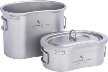 Титанові горщики Набір чашок Ниркоподібна кемпінгова їдальня Мірний набір зі складною ручкою та підвісним кільцем Ультралегка миск