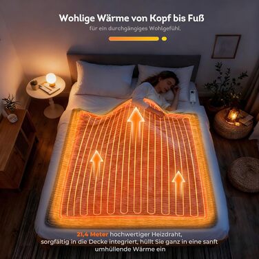 Електрична ковдра 180x130 см 9 налаштувань температури та автоматичне вимкнення із захистом від перегріву Ковдра з підігрівом, яку можна прати в пральній машині, подарунки для жінок