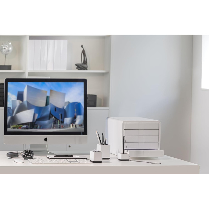 Настільний тримач для файлів HAN i-LINE 2 ПРЕДМЕТИ, елегантний, сучасний високоякісний настільний тримач для файлів зошитів, журналів та папок формату до DIN A4/C4, білий, 16501-12 (Білий, комплект з 4 предметів) комплект з 4 предметів білий