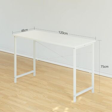 Письмовий стіл CubiCubi, невеликий комп&39ютерний стіл, офісний стіл 120 x 48 x 75 см, для кабінету, спальні, промисловий дизайн, металевий каркас, білий 120 x 48 см, білий2