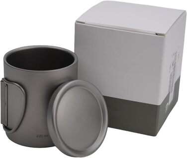 Двостінна кружка для води, 450 мл, для кемпінгу, походів, активного відпочинку ізольована кавова кружка з кришкою, легка та міцна, включаючи футляр для перенесення (220 мл без ручок)