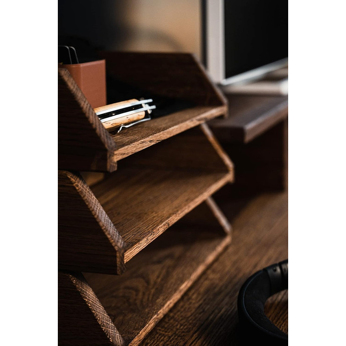 Штабелювані дерев&39яні настільні лотки Royal-Office, набір з 3 шт. Настільний органайзер з дубового дерева Лоток для документів, лоток для паперу, лоток для листів, A4 Офісне приладдя, аксесуари для столу 35 x 24,5 см