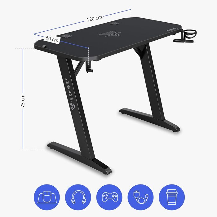 Ігровий стіл Nomad Classic, 120 x 60 см, МДФ / сталь / вуглецеве волокно, чорний