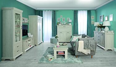 Шафа 120 130, Шафа для спальні, Сільський стиль, 2-дверна шафа з полицями та вішалкою для одягу, Декор дерева Сосна біла, 123 см завширшки x 210 см заввишки x 66 см завглибшки, Сосна біла 66,2 x 123 x 210,3 см, 2-дверна шафа, Одинарна