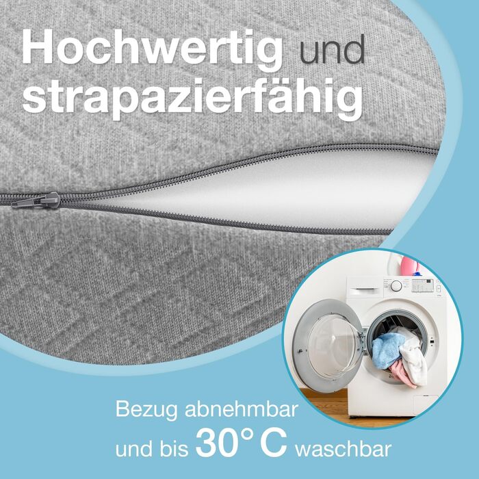 Подушка для підняття ніг ELONEO з піни з ефектом пам&39яті, подушка для ніг для полегшення, позиціонуюча подушка зі знімним чохлом, 62x40x24 см, сірий