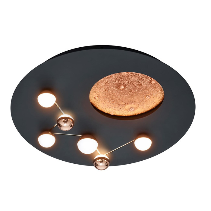 Стельовий LED-світильник Trio Leuchten Zodiac 644810132, матовий чорний метал, 42 Вт, з перемикачем диммера (Чорний матовий/Кава)