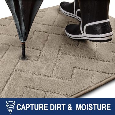 Килимок для внутрішнє використання, що вловлює бруд, 86 x 150 см, нековзний килимок для дверей, що миється, абсорбуючий вхідний килимок, килимок для собак, вхід, передні двері та коридор 86 x 150 см (прямокутний) темно-бежевий