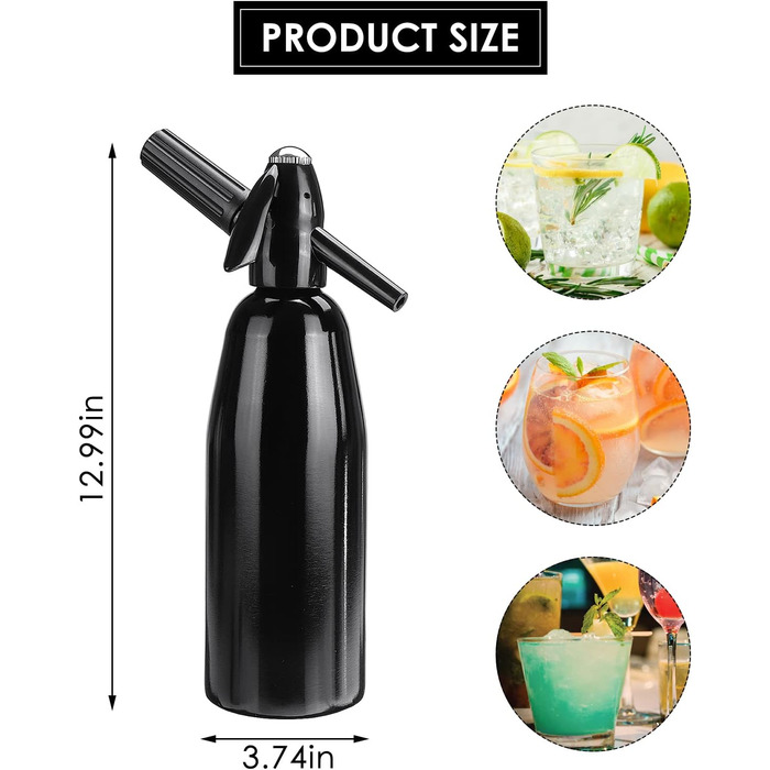 Виробник газованої води, Виробник газованої води 1 л, пляшка для сифона з газованою водою з регулятором тиску, алюмінієвий виробник газованої води для домашніх соків, мохіто, коктейлів, напоїв