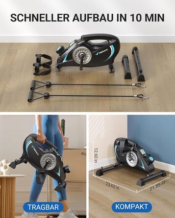 Педальний тренажер MERACH, тренажер для ніг для домашнього використання, міні-велотренажер для людей похилого віку з 2 стрічками опору та нековзним килимком, домашнє фітнес-обладнання для дому та офісу, компактний S04B1
