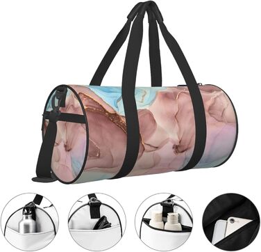 Спортивна сумка-мішок для подорожей та пляжу, барвистий мармуровий принт, чорний колір, універсальний розмір, дорожня сумка