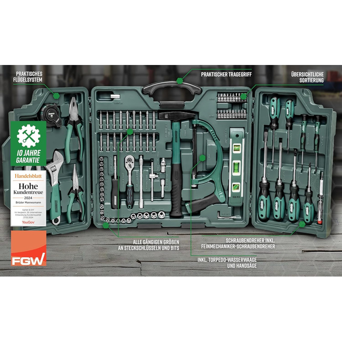 Універсальний набір інструментів Brder Mannesmann, у складному кейсі M29085 Одинарний