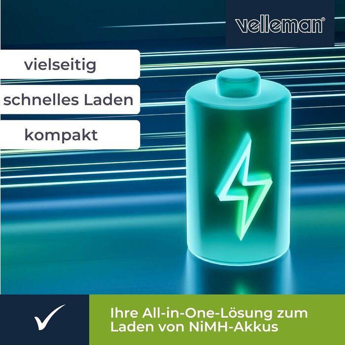 Універсальний пристрій швидкої зарядки/розрядки Velleman для NiMH акумуляторів з РК-дисплеєм та USB-виходом