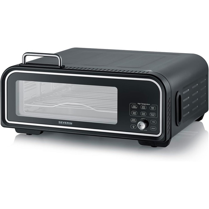 Цифрова піч для піци SEVERIN SERICO, електронна піч для піци з цифровим дисплеєм і безпечним сенсорним корпусом, діапазон температур 40 400C, 20 автоматичних програм, для внутрішнього та зовнішнього використання, чорна, PG 8575