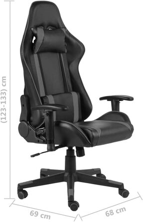 Ігрове крісло поворотне сірого кольору з ПВХ