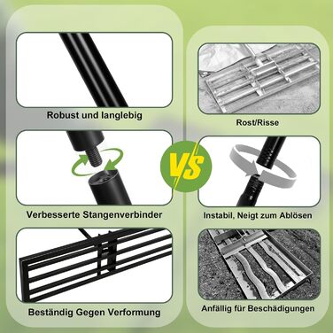 Гребінь для вирівнювання газону Rasenrechen 45x25 см з регульованою ручкою 2 м та системою обертання, зручний та економічний інструмент для вирівнювання газону на подвір'ї, в саду та на гольф-полі