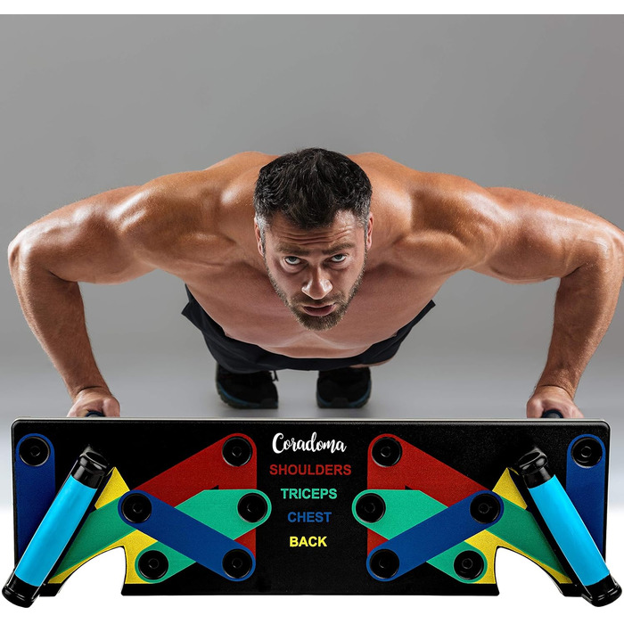 Дошка для віджимань 9 в 1 з ручками, кольорове кодування для домашніх тренувань, домашній фітнес-тренажер, нековзні ручки для віджимань, дошка для віджимань 9 в 1